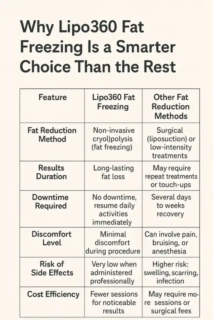 Is it possible to permanently freeze fat cells? 2 Table showing benefits of fat freezing to remove fat cells Purfleet from Lipo 360