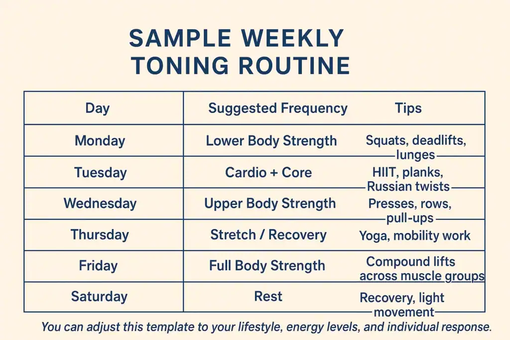 Achieving the Perfect Tone: How Often Should You Exercise for Results? 4 Weekly exercise Purfleet plan graphic